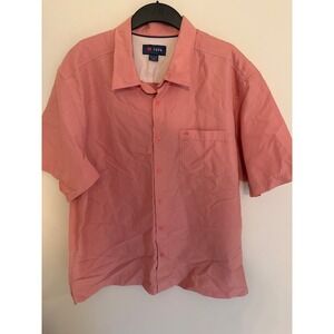 Cova Mens XXL Short Sleeve Button Down Shirt Coral Pink Micro Check D17102